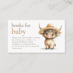 Cute Highland Cow Books for Baby Shower  Enclosure Card