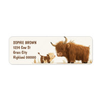 Cute Highland Cow & Calf Farm Animal Adresse de re