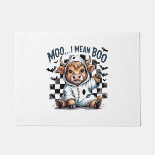 Cute Highland Cow Checkered Halloween Te Doormat