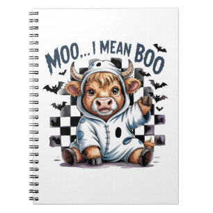 Cute Highland Cow Checkered Halloween Te Notebook