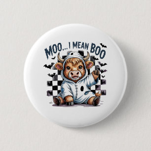 Cute Highland Cow Chequered Halloween Te 2 Inch Round Button