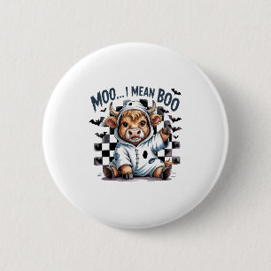 Cute Highland Cow Chequered Halloween Te 2 Inch Round Button