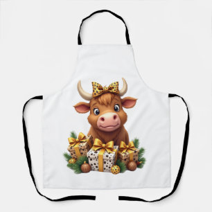 Cute Highland Cow Christmas Santa Highland Cow Lov Apron