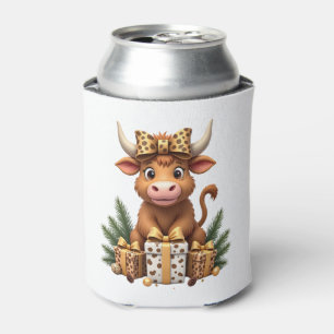 Cute Highland Cow Christmas Santa Highland Cow Lov Can Cooler