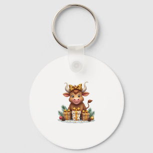 Cute Highland Cow Christmas Santa Highland Cow Lov Keychain