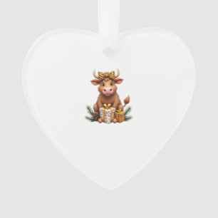 Cute Highland Cow Christmas Santa Highland Cow Lov Ornament