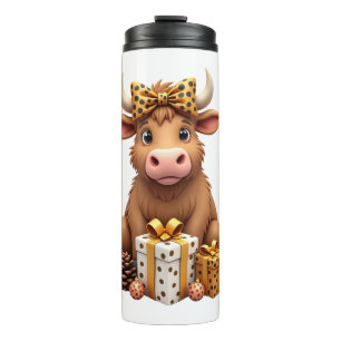 Cute Highland Cow Christmas Santa Highland Cow Lov Thermal Tumbler