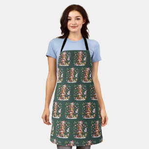 Cute Highland Cow Christmas Trees Hot Cocoa Cozy Apron