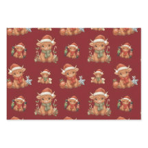 Cute Highland Cow Christmas Wrapping Paper Bundle