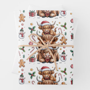Cute Highland Cow Christmas Xmas Cozy Winter Wrapping Paper Sheet