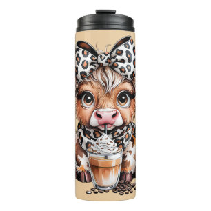 Cute Highland Cow Coffee Addict Funny Drink Coffee Thermal Tumbler