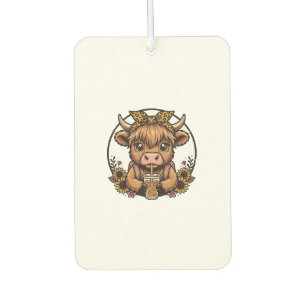 Cute Highland Cow Coffee Sunflower Vintage Shirt_1 Air Freshener