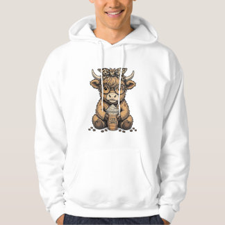 Cute Highland Cow Coffee Vintage Vector Shirt_1 Hoodie