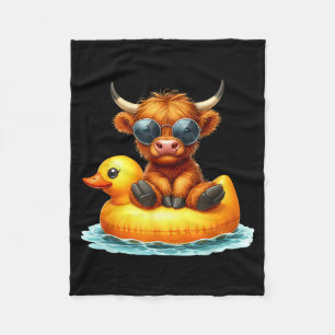 Cute Highland Cow Duck Ol Float Summer Vibes Swimm Fleece Blanket