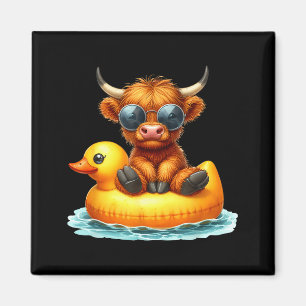 Cute Highland Cow Duck Ol Float Summer Vibes Swimm Magnet