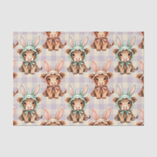Cute Highland Cow Easter Bunny Bonnets in Pastel Tissue Paper