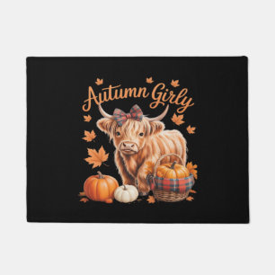 Cute Highland Cow Fall Autumn Girly Thanksgiving C Doormat
