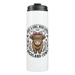 Cute Highland Cow Girl Vintage Floral Shirt Design Thermal Tumbler