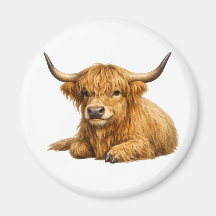 Cute Highland Cow Graphic Round Magnet