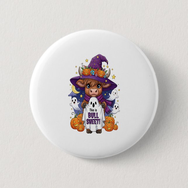 Cute Highland Cow Halloween 2 Inch Round Button (Front)