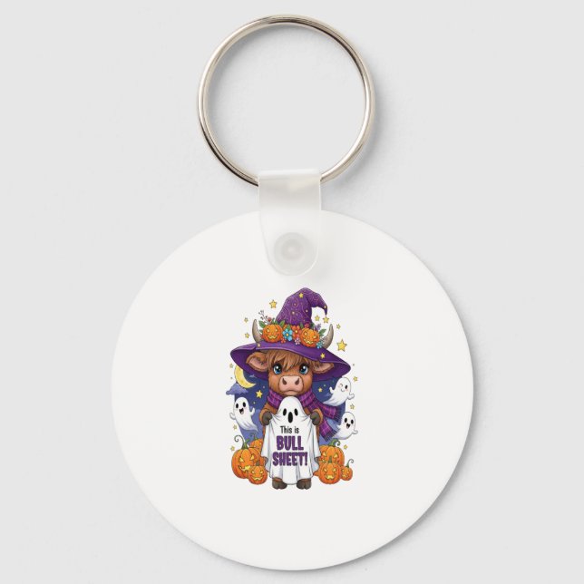 Cute Highland Cow Halloween Keychain (Front)