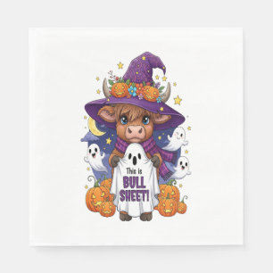 Cute Highland Cow Halloween Napkin