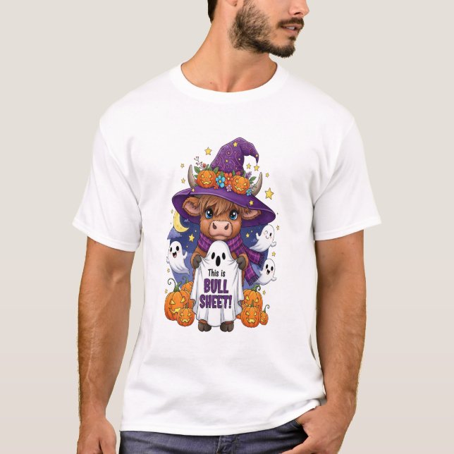Cute Highland Cow Halloween T-Shirt (Front)