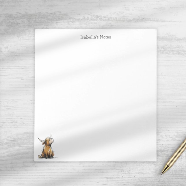Cute Highland Cow Hand Drawn Sketch Personalized Notepad (Creator Uploaded)