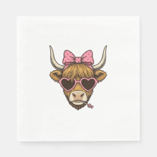 Cute Highland Cow Heart Glasses Vintage Shirt Desi Napkin