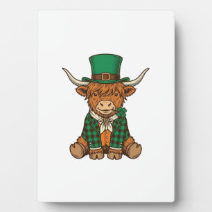 Cute Highland Cow Irish Clover Vintage Shirt Desig Plaque