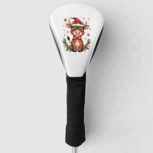 Cute Highland Cow Lover Santa Hat Western Christma Golf Head Cover