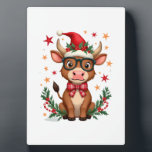 Cute Highland Cow Lover Santa Hat Western Christma Plaque<br><div class="desc">Cute Highland Cow Lover Santa Hat Western Christmas Pajamas Long Sleeve T-Shirt (3)</div>