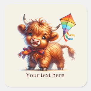 Cute highland cow lovers customizable square sticker