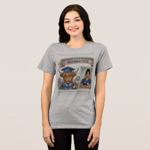 Cute Highland Cow Nursing Graduation 2026 - Person Tri-Blend Shirt