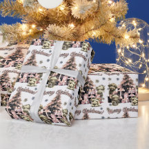 Cute Highland Cow Pink Christmas Wrapping Paper