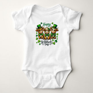 Cute Highland Cow St. Patrick's Day Baby Bodysuit