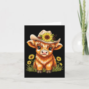 Cute Highland Cow Sunflower Farm Scottish Highland Card