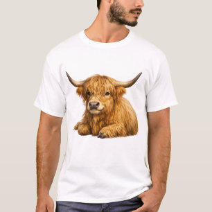 Cute Highland Cow T-Shirt - Shaggy Scottish Cow