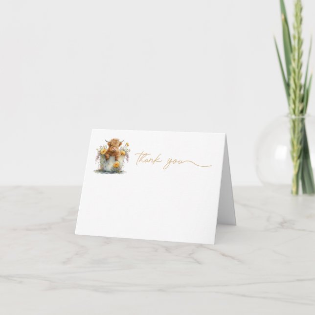 cute highland cow thank you card (Front)