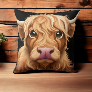 Cute Highland Cow  Throw Pillow