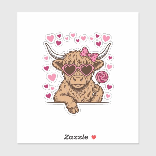 Cute Highland Cow Valentine Sunglasses Vector Desi (Sheet)