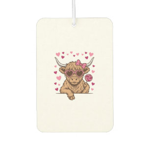 Cute Highland Cow Valentine Sunglasses Vector Desi Air Freshener