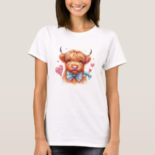 Cute Highland Cow Valentine T-shirt