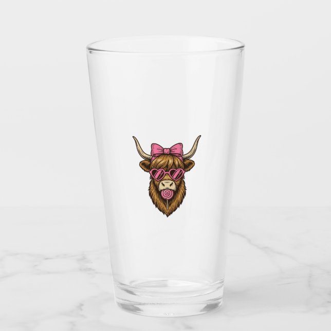 Cute Highland Cow with Pink Heart Glasses Vector_1 (Front)