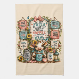 Cute Highland Cow With Sayings/Christian Kitchen Towel