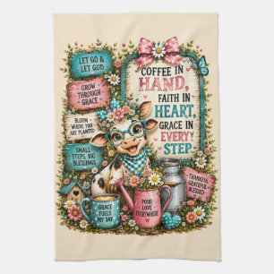 Cute Highland Cow With Sayings/Christian Kitchen Towel