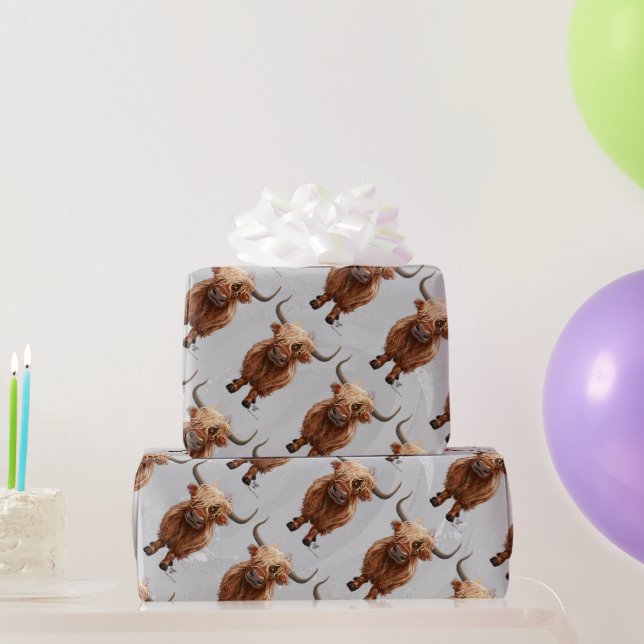 Cute Highland Cow Wrapping Paper (Party Gifts)