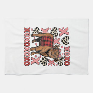 Cute Highland Cow XOXO Valentine Vintage Shirt Des Kitchen Towel