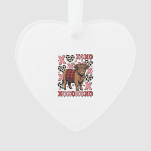 Cute Highland Cow XOXO Valentine Vintage Shirt Des Ornament