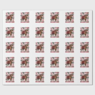 Cute Highland Cow XOXO Valentine Vintage Shirt Des Wrapping Paper
